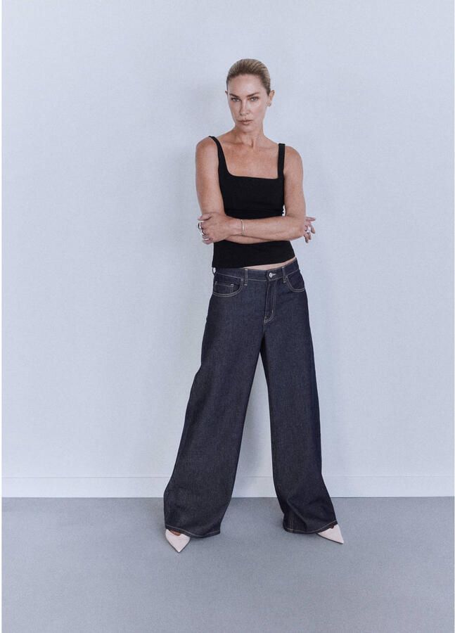 Mango wide leg jeans donkerblauw - Foto 3