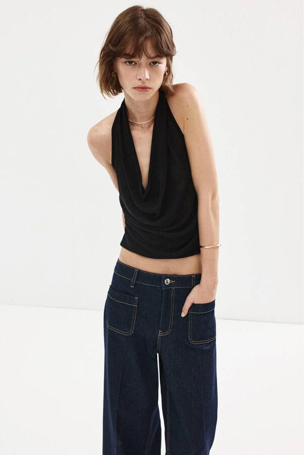 Mango wide leg jeans donkerblauw - Foto 2