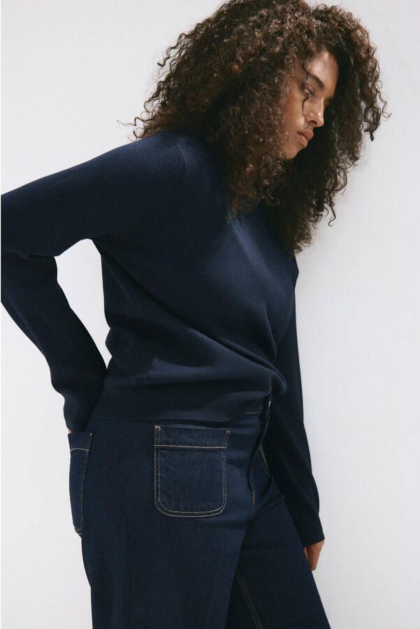 Mango wide leg jeans donkerblauw - Foto 3