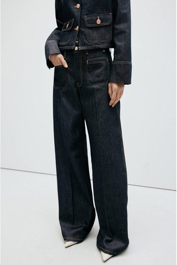 Mango wide leg jeans donkerblauw