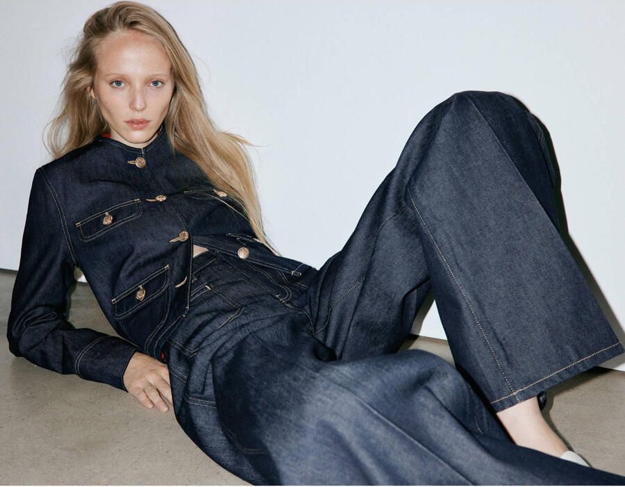 Mango wide leg jeans donkerblauw - Foto 2