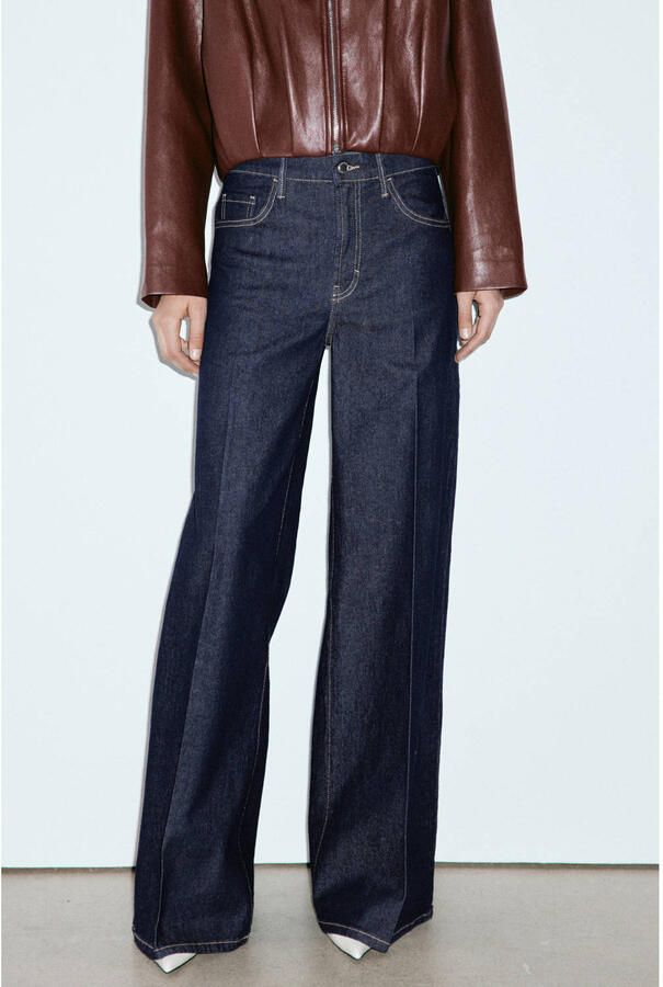 Mango wide leg jeans donkerblauw
