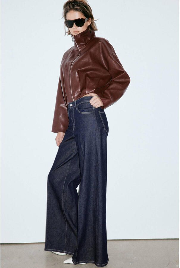 Mango wide leg jeans donkerblauw - Foto 3