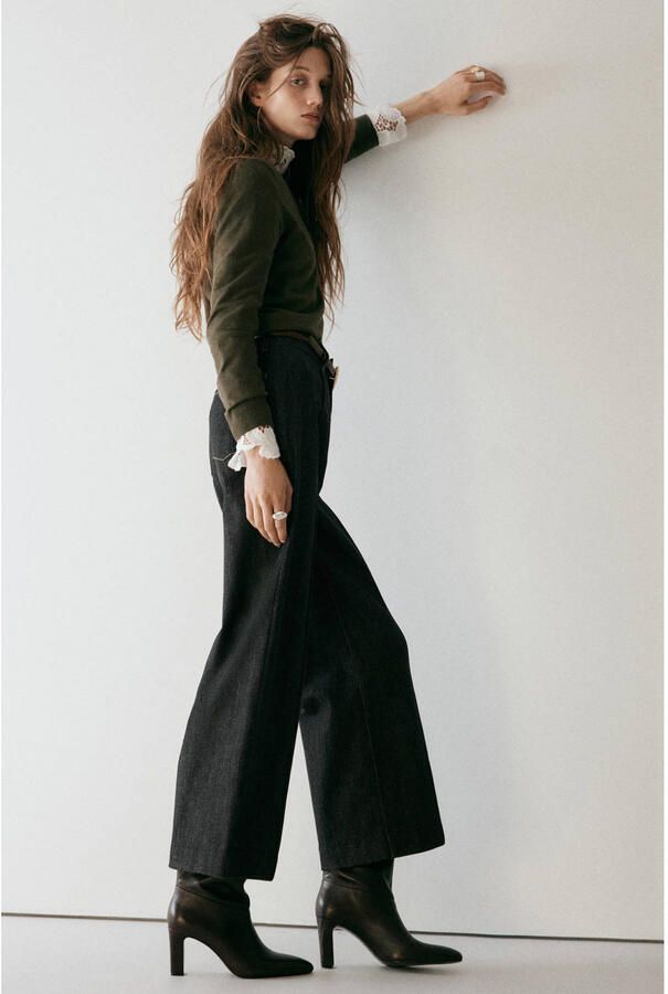 Mango wide leg jeans donkerblauw - Foto 2