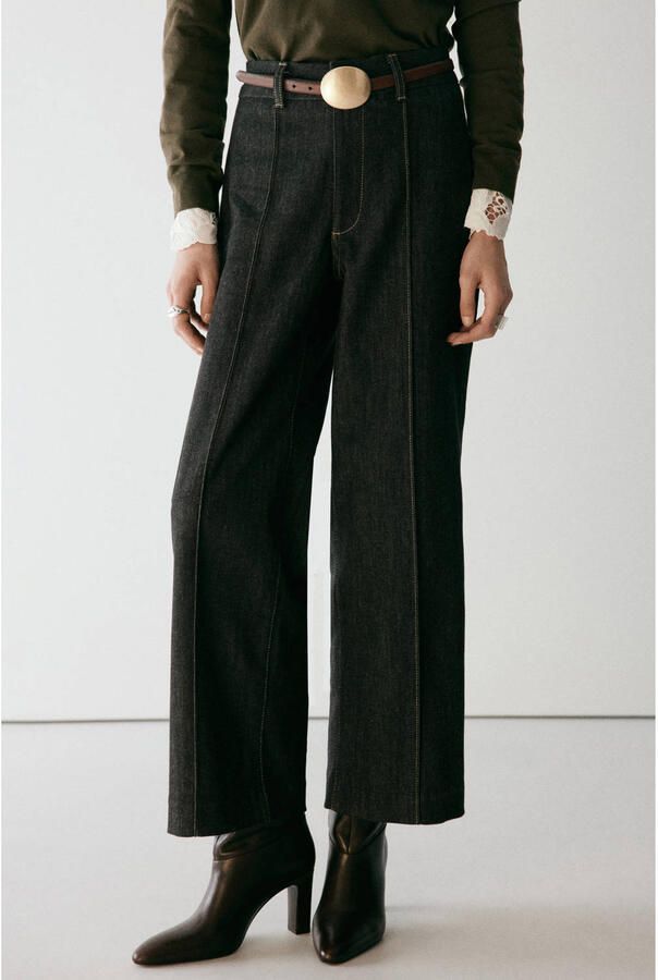 Mango wide leg jeans donkerblauw - Foto 3