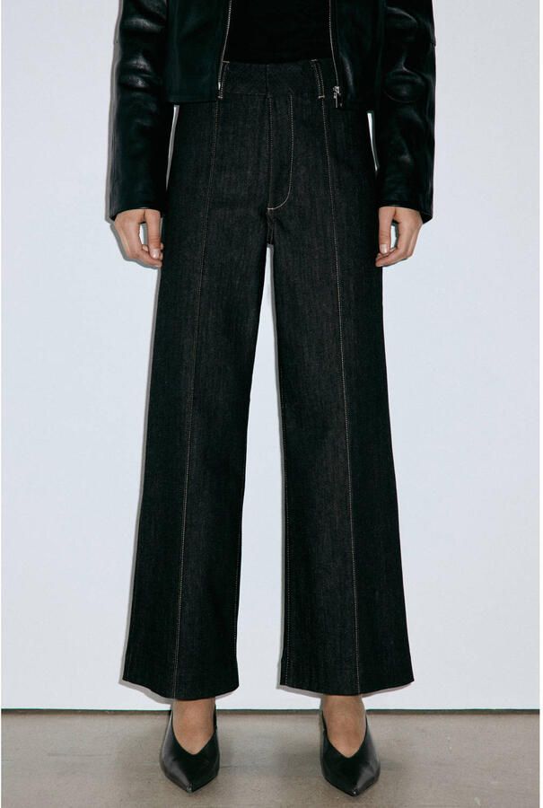 Mango wide leg jeans donkerblauw - Foto 2