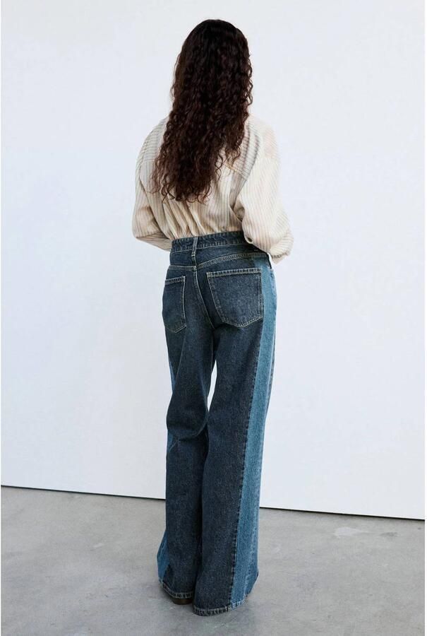 Mango wide leg jeans donkerblauw