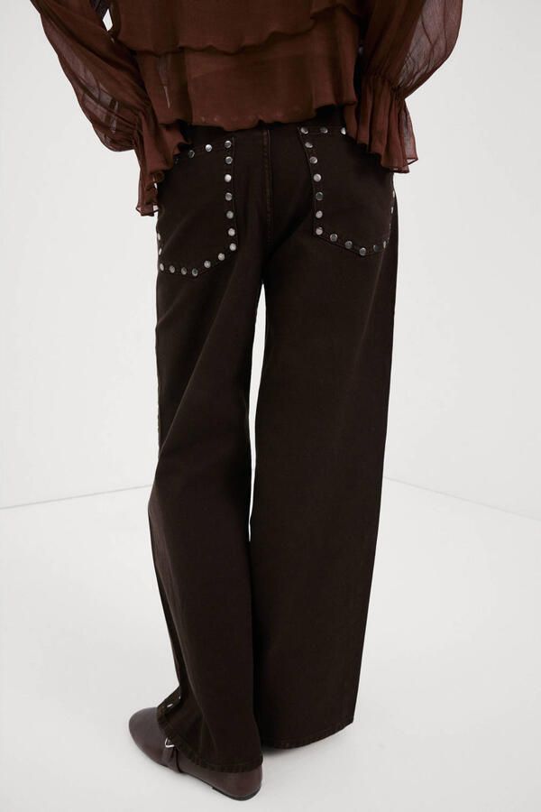 Mango wide leg jeans donkerbruin