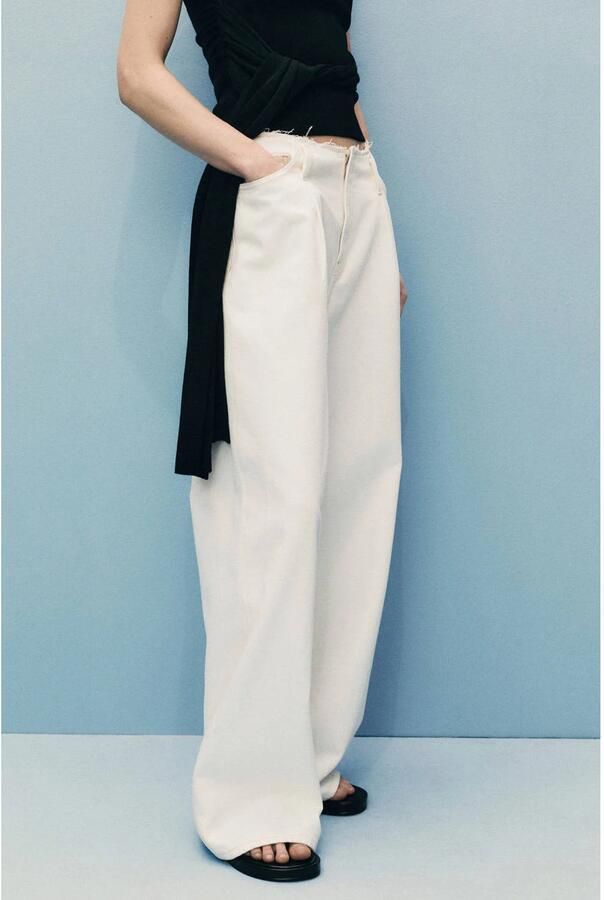 Mango wide leg jeans ecru