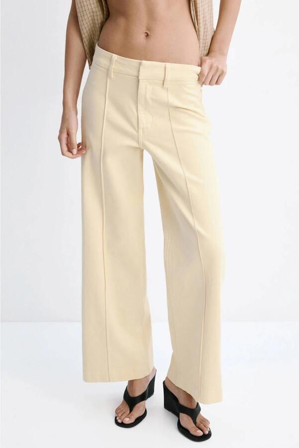 Mango wide leg jeans geel