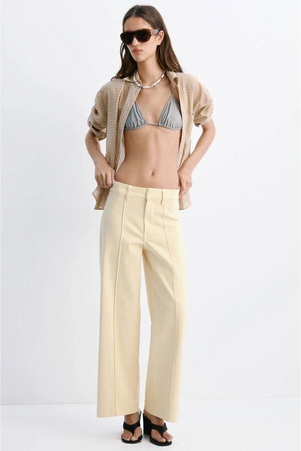 Mango wide leg jeans geel - Foto 3