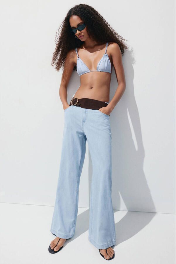 Mango wide leg jeans lichtblauw - Foto 2