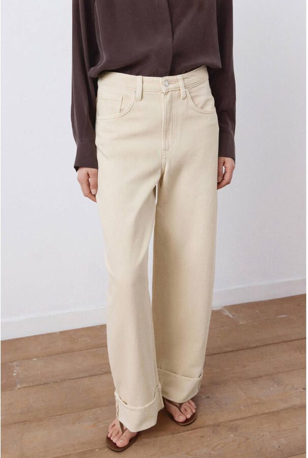 Mango wide leg jeans lichtgeel