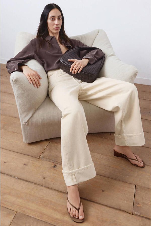 Mango wide leg jeans lichtgeel - Foto 2