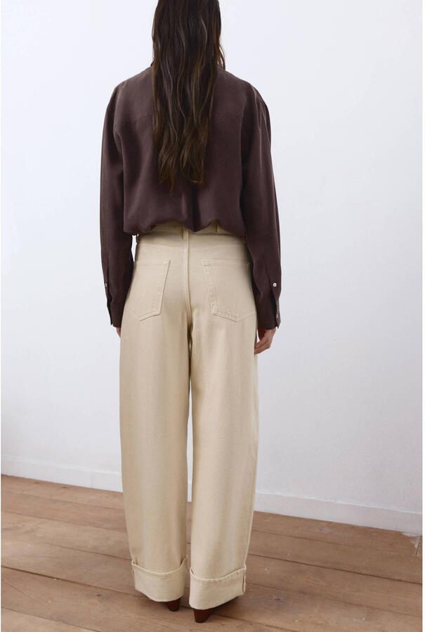 Mango wide leg jeans lichtgeel - Foto 3