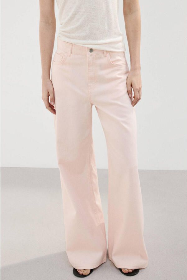 Mango wide leg jeans lichtroze