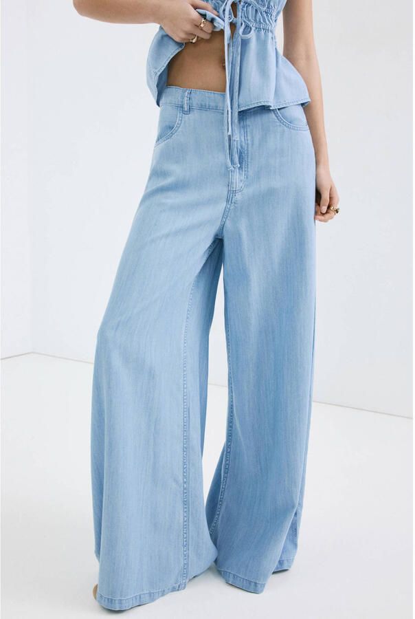 Mango wide leg jeans light blue denim