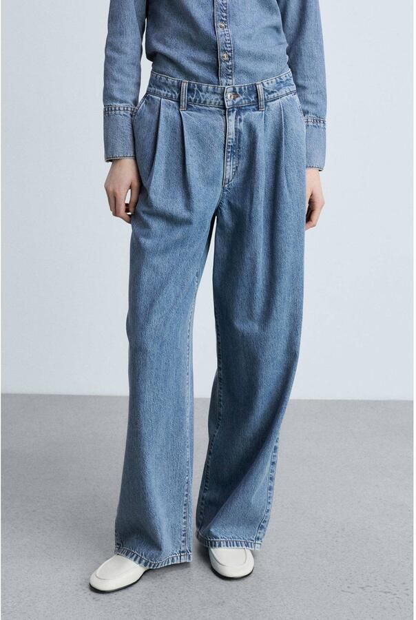 Mango wide leg jeans medium blue denim