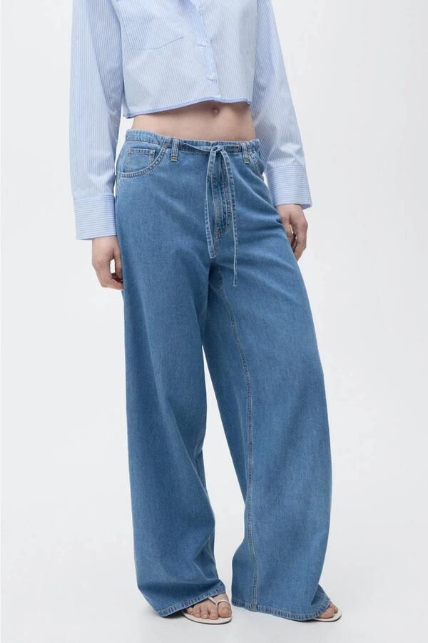 Mango wide leg jeans medium blue denim
