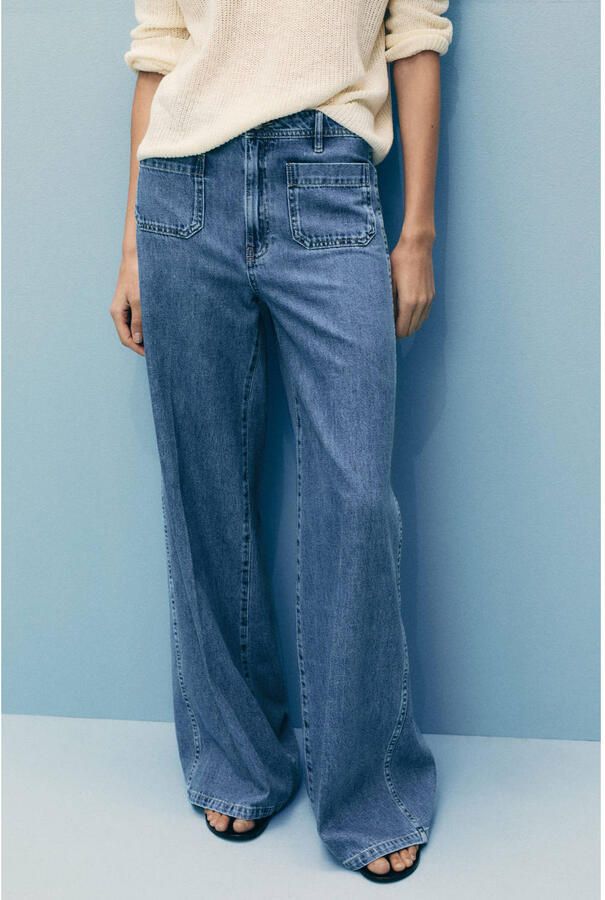 Mango wide leg jeans medium blue denim