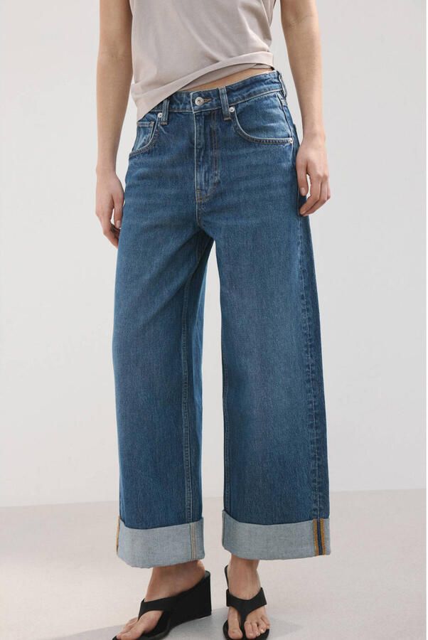 Mango wide leg jeans medium blue denim