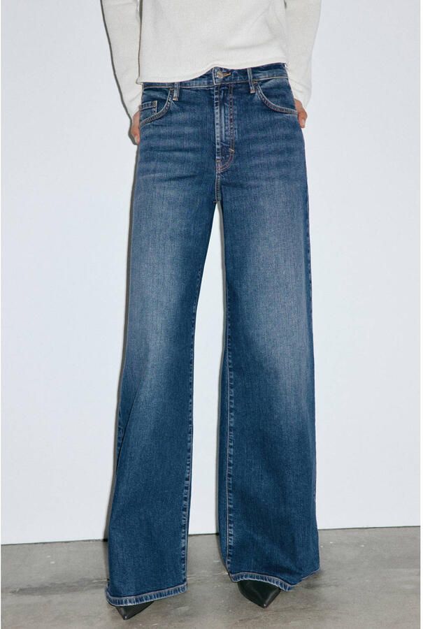 Mango wide leg jeans medium blue denim