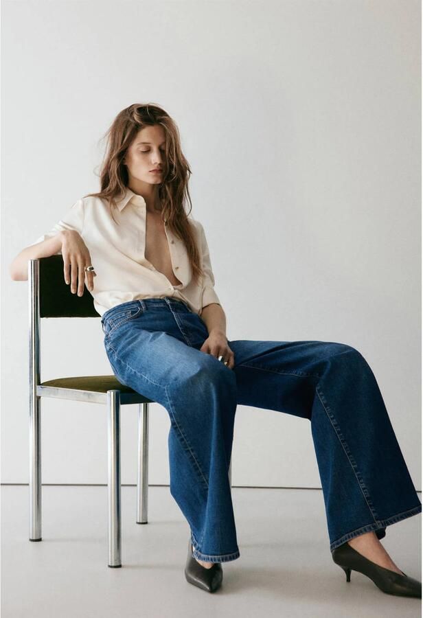 Mango wide leg jeans medium blue denim - Foto 2