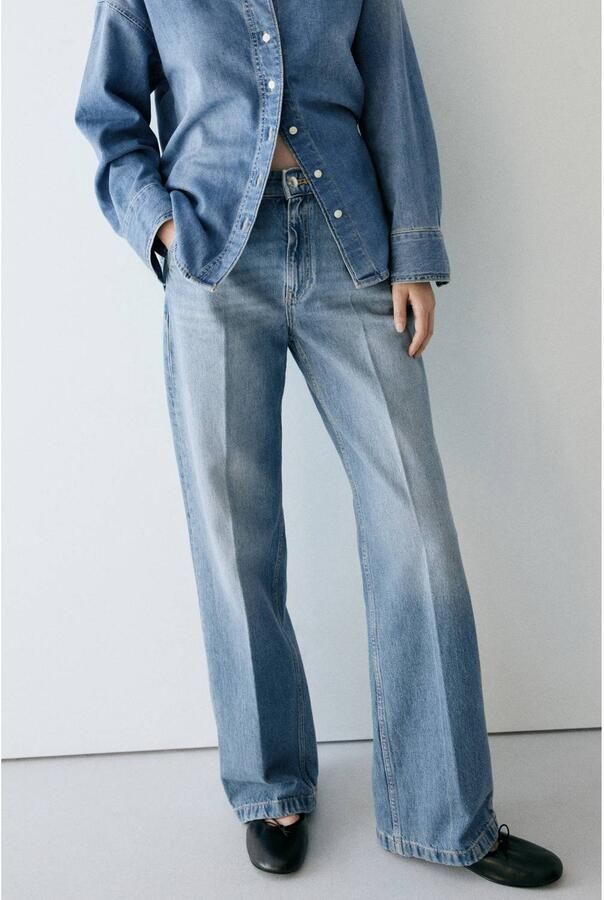 Mango wide leg jeans medium blue denim