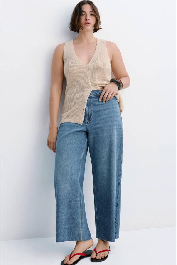 Mango wide leg jeans mediumblauw - Foto 3
