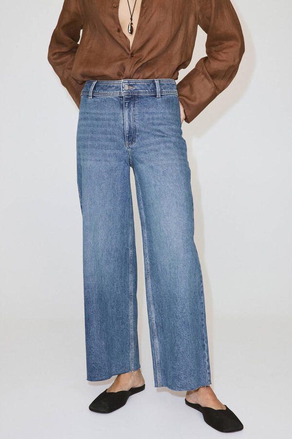 Mango wide leg jeans mediumblauw - Foto 3