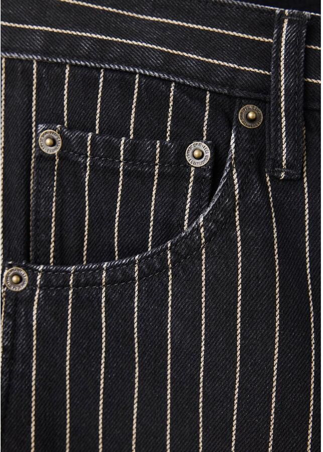 Mango wide leg jeans met krijtstreep zwart ecru - Foto 1