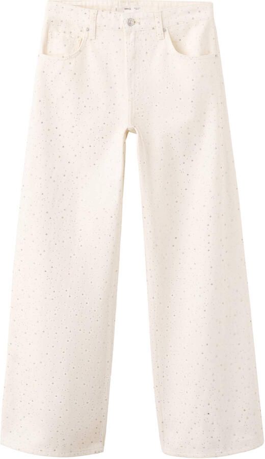 Mango wide leg jeans met strass-steentjes wit