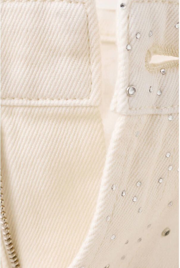 Mango wide leg jeans met strass-steentjes wit - Foto 3