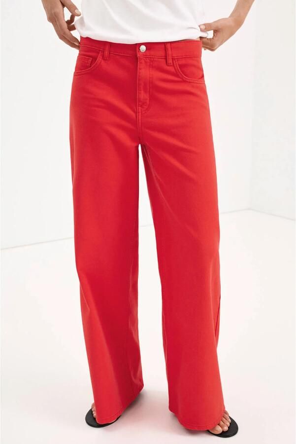 Mango wide leg jeans rood