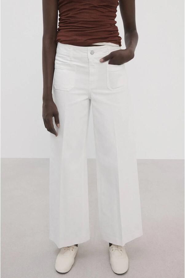 Mango wide leg jeans wit