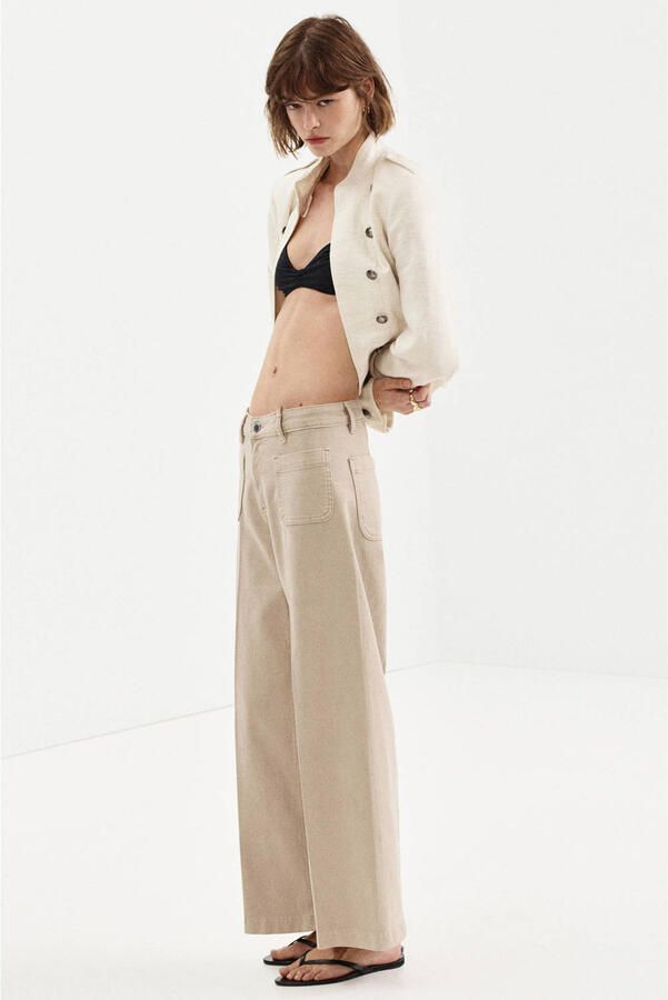 Mango wide leg jeans zand - Foto 3