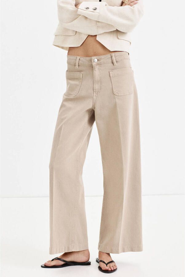 Mango wide leg jeans zand