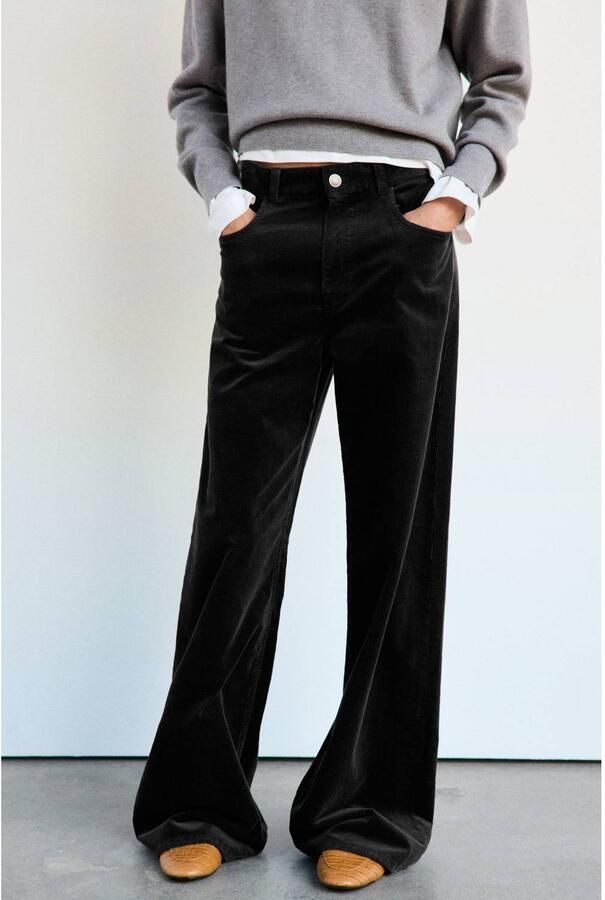 Mango wide leg jeans zwart