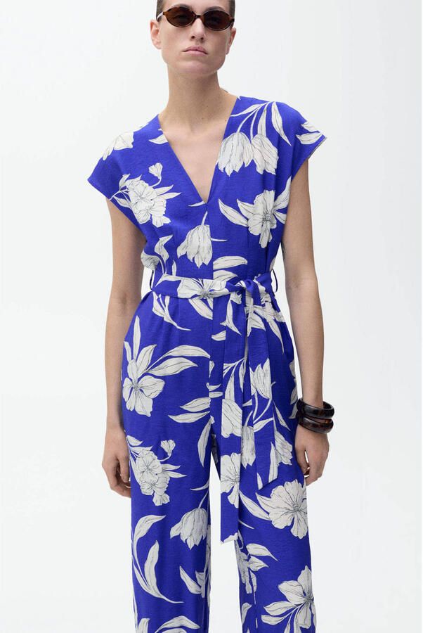 Mango wide leg jumpsuit blauw