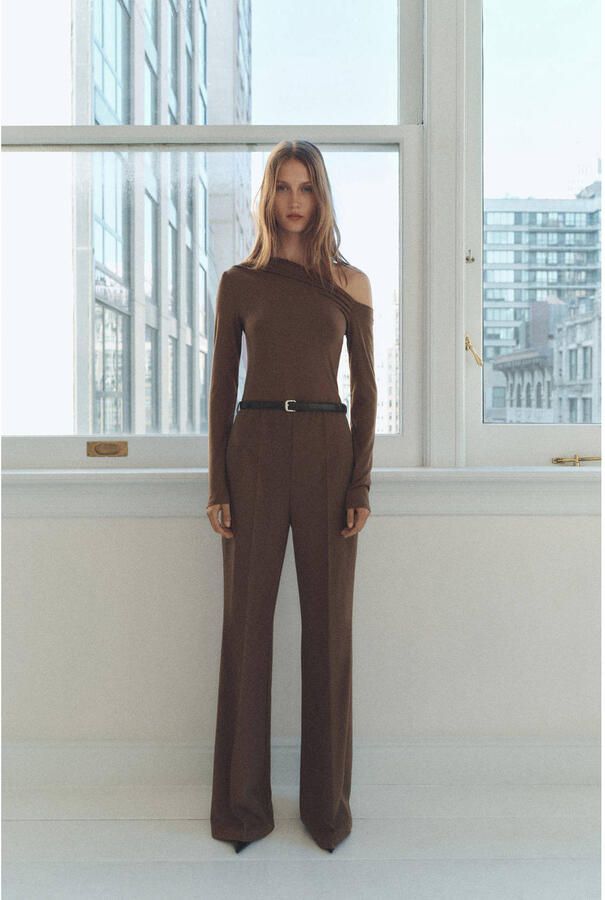 Mango wide leg jumpsuit bruin - Foto 2