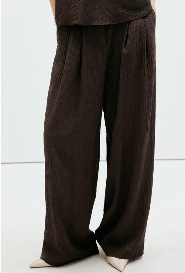 Mango wide leg pantalon bruin