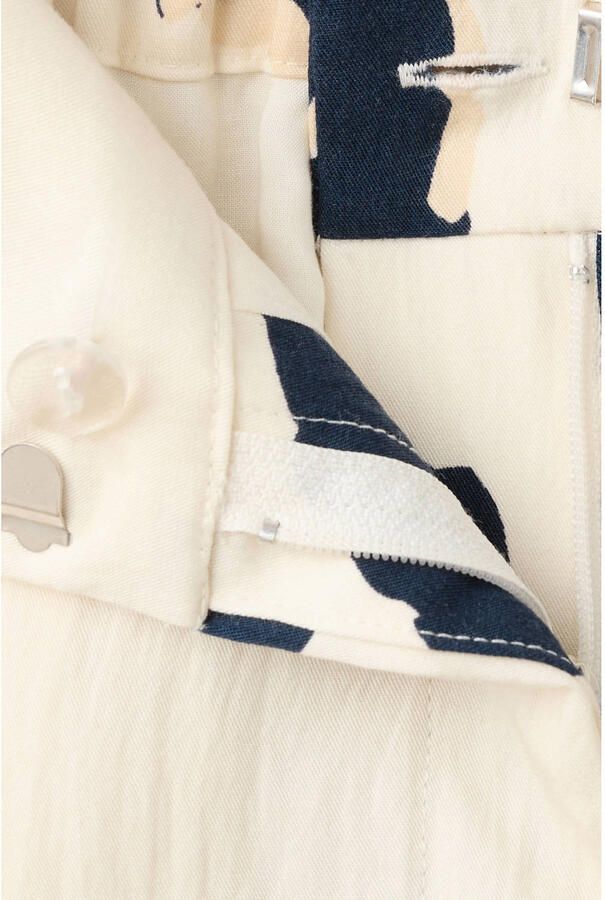 Mango wide leg regular waist gebloemde broek ecru - Foto 2