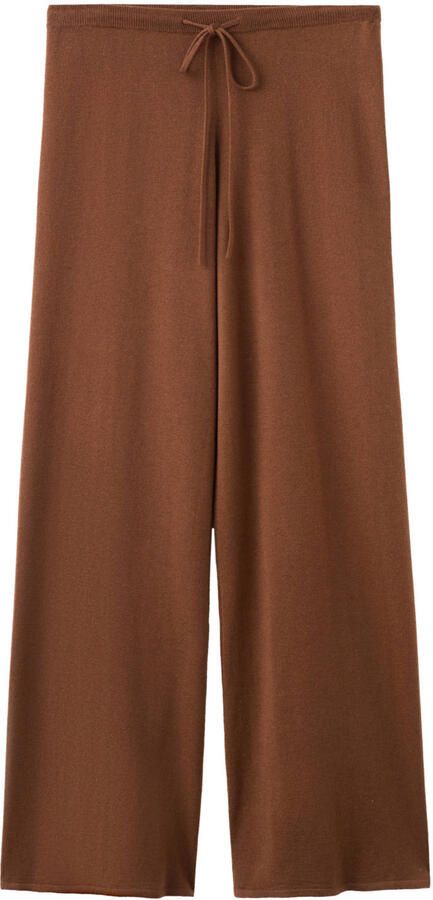 Mango wide leg regular waist broek bruin - Foto 3