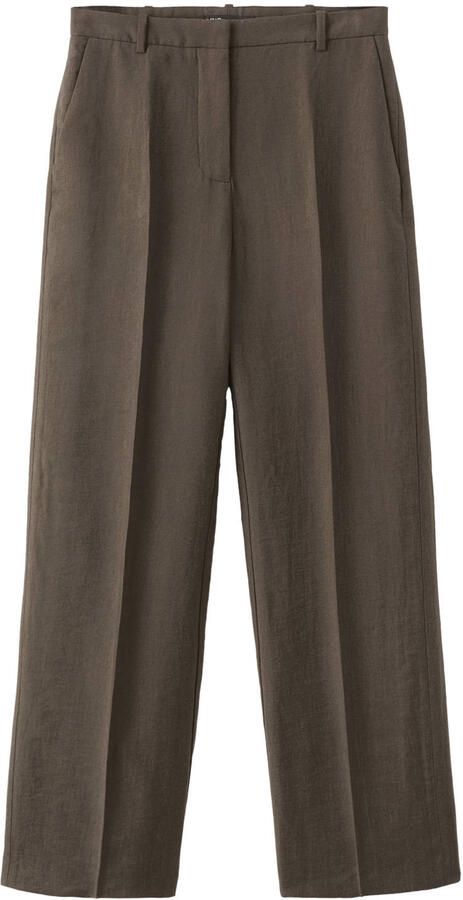 Mango wide leg regular waist broek bruin - Foto 3