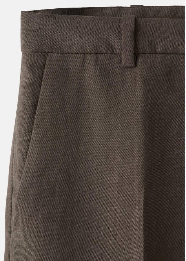 Mango wide leg regular waist broek bruin - Foto 2