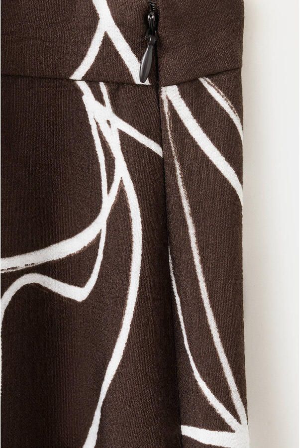 Mango wide leg regular waist broek bruin - Foto 2