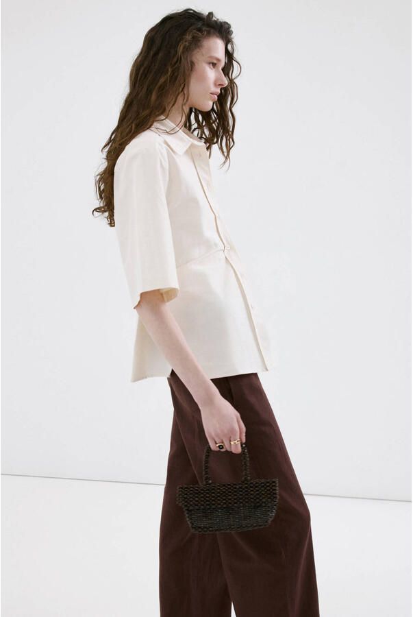 Mango wide leg regular waist broek bruin