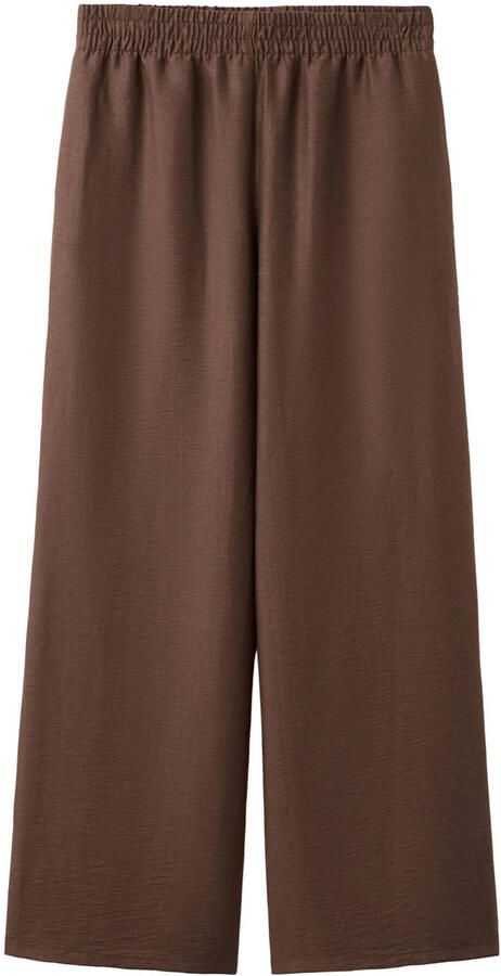 Mango wide leg regular waist broek bruin