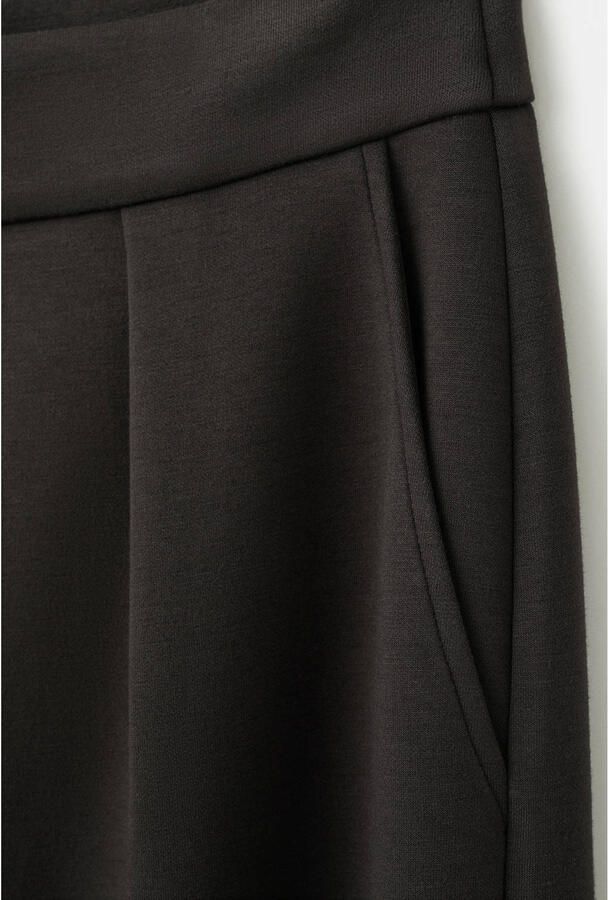 Mango wide leg regular waist broek donkerbruin - Foto 2