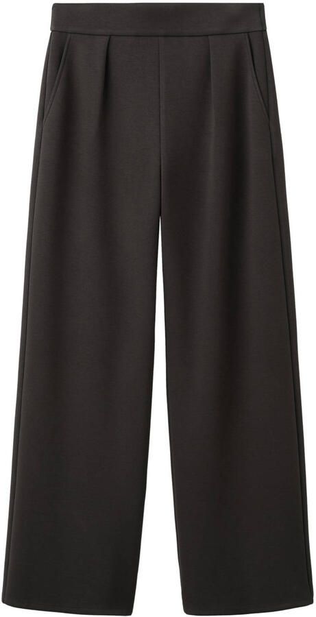 Mango wide leg regular waist broek donkerbruin - Foto 3